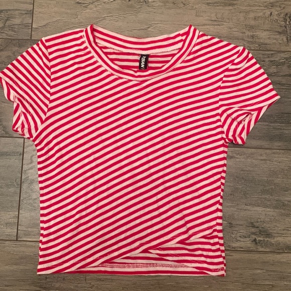 Urban Kids Red and White stripped crop top with crossing at the bottom - Picture 1 of 3